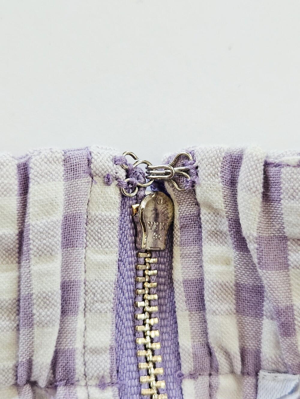Cartolina Chalmers Strapless Seersucker Midi Dress Wisteria Lavender Gingham M - Picture 11 of 11